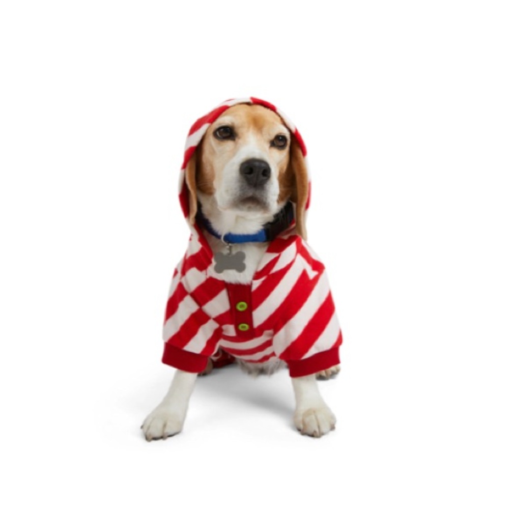 More and Merrier Candy Cane Print Dog Pajama, Small